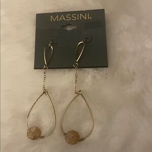Massini Gold Teardrop Earrings with Beaded Accent